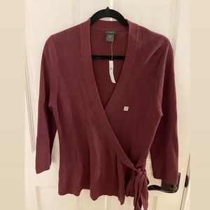 Ann Taylor Burgundy Wrap Sweater